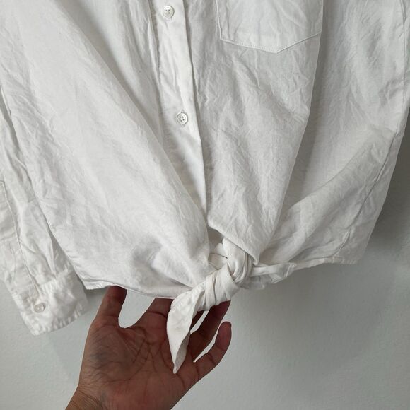 Madewell Button Up Tie Front White Shirt Size XS Classic Casual Coastal Preppy - Picture 5 of 10